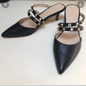 Marc Fisher black studded kitten heels